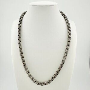 David Yurman Darkened Titanium & 18K Yellow Gold Box Chain Necklace - 7mm - 20"